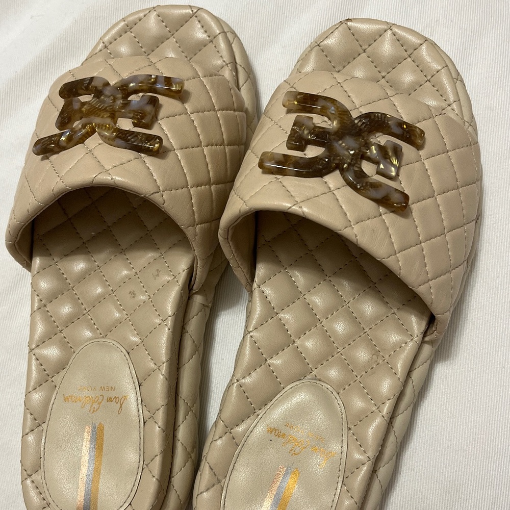 Sam Edelman Cream Quilted Slides